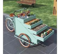 Cendbirut Outdoor Vending Tricycle, Large Capacity Pedal Bicycle Cart with Umbrella, Movable Three-wheel Sales Wagon for Street Vending, for Outdoor Stalls and Camping,A