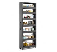 cendbirut Slim Storage Cart with Wheels, Rolling Utility Cart with Metal Handle, Next to Fridge Cabinet, Narrow Mobile Shelf Organizer for Kitchen, Dining Room, Small Spaces,Gray,55 * 15 * 184cm