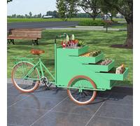 Cendbirut Street Food Vending Tricycle, Portable Mobile Tricycle Beverage Snack Vendor Vehicle with Retractable Drawers and Parasol, Pedal Bicycle Cart For Tourist Attractions,E