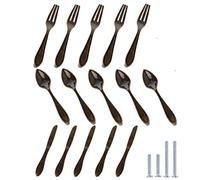 CENDGOOD AchNau Door Pulls Tableware Handles Spoon Knife Fork Shape Kitchen Cupboard Cabinet Dresser Closet Drawer Hole Center 3" Bronze Pack of 15