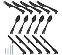 CENDGOOD AchNau Door Pulls Tableware Handles Spoon Knife Fork Shape Kitchen Cupboard Cabinet Dresser Closet Drawer Hole Center 3" Matte Black Pack of 15