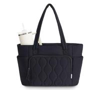 Ceneda Tote Bag for Women With 40oz Cup Holder, Puffer Work Laptop Tote Bag With Zipper for Travel, Teacher, Nurse, Black, L, Leisure