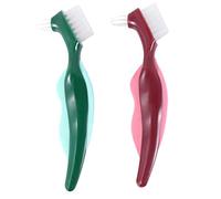 Cenei 2 Pcs Premium Hard Denture Brush Toothbrush, Cleaning Brush, Multi-Layered Bristles &Portable Denture Double Sided Brush