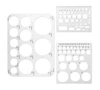Cenei 3pcs Flexible Circle Drawing Templates with Geometric Shapes, Six-Sized Plastic Measuring Rulers for Drafting