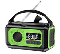 Cenei Camping and Emergency 12000mAh Solar Hand Crank Radio, AM/FM/NOAA with SOS Alarm and Reading Lamp - Bright Green