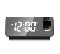 Cenei Electronic Clock, LED Large Screen Mirror Alarm Clock, Luminous Temperature and Humidity Projection Small Alarm Clock