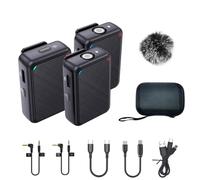 Cenei Lavalier Recording Microphone Dual Channel with 98ft for Smartphone DSLR Camera DV Vlog Live Style:1 RX and 2TX