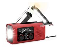 Cenei Multi-Function Emergency Radio with AM/FM Band Hand Crank Solar Charging Lighting Disaster Prevention Red