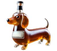 Cenei Red Wine Bottle Dachshund Dog Whiskey Bottle,3D Sculpted Shape Glass Tumbler Reusable Liquor Flask Glassware C