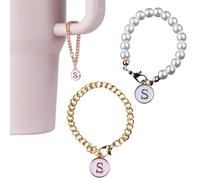Cenekphy 2PCS Letter Charm Accessories For Stanley Cup, ID Initial Letter Charm A-Z Heart Shape Identification Handle Letter Charms, Personalized Pendants Accessories for Stanley Tumbler Cup, Letter S
