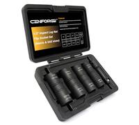 Cenforge Lug Nut Socket Set, 5pc 1/2" Drive Impact Flip Socket Set with Metric 17 19 21 22 mm & SAE 3/4 13/16 7/8 15/16 in. Sockets, Double Ended Thin Wall Nut Sockets with 3" Extension Bar