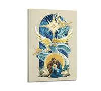 CENGLIS Baby Jesus Birth Stained Glass Poster Poster Modern Wall Art Canvas Aesthetic Decoration Painting 08x12inch(20x30cm) Frame-style