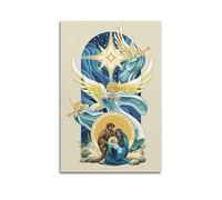 CENGLIS Baby Jesus Birth Stained Glass Poster Poster Modern Wall Art Canvas Aesthetic Decoration Painting 24x36inch(60x90cm) Unframe-style