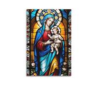 CENGLIS Christian Virgin Mary Stained Glass Poster Poster Modern Wall Art Canvas Aesthetic Decoration Painting 20x30inch(50x75cm) Unframe-style