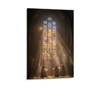CENGLIS Church Nuns Light Poster Modern Wall Art Canvas Aesthetic Decoration Painting 08x12inch(20x30cm) Frame-style