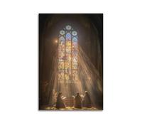 CENGLIS Church Nuns Light Poster Modern Wall Art Canvas Aesthetic Decoration Painting 08x12inch(20x30cm) Unframe-style