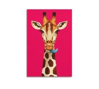 CENGLIS Giraffe Stretching Blue Tongue Animal Poster Poster Modern Wall Art Canvas Aesthetic Decoration Painting 08x12inch(20x30cm) Unframe-style