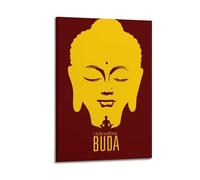 CENGLIS Indian Buddhism Silhouette Zen - Style Buddha Head Poster Modern Wall Art Canvas Aesthetic Decoration Painting 08x12inch(20x30cm) Frame-style