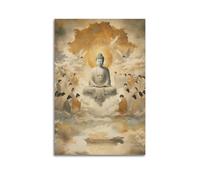 CENGLIS Religious Buddhism Meticulous Light - Color Buddha Preaching Statue Poster Modern Wall Art Canvas Aesthetic Decoration Painting 08x12inch(20x30cm) Unframe-style