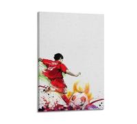 CENGLIS Sports Player Kicking Football with Flame Effects Picture Poster Modern Wall Art Canvas Aesthetic Decoration Painting 16x24inch(40x60cm) Frame-style