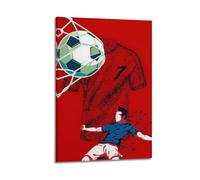 CENGLIS Sports Player Shooting Towards Goal on Red - Themed Picture Poster Modern Wall Art Canvas Aesthetic Decoration Painting 12x18inch(30x45cm) Frame-style