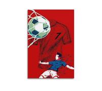 CENGLIS Sports Player Shooting Towards Goal on Red - Themed Picture Poster Modern Wall Art Canvas Aesthetic Decoration Painting 20x30inch(50x75cm) Unframe-style