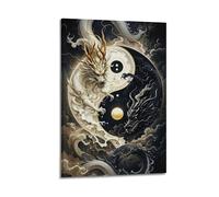 CENGLIS Tai Chi Poster - Celestial Dragon Yin - Yang Poster Modern Wall Art Canvas Aesthetic Decoration Painting 08x12inch(20x30cm) Frame-style