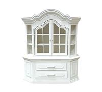 CENGPXGH Miniature Bookcase with a Detailed Arched Cabinet Profile, White | Vintage-Inspired Arched Profile, Pane-Like Door, Lower Drawer-Like Fronts, Assembly Without Tools