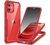 CENHUFO Compatible with iPhone 12/12 Pro Case Built-in Privacy Screen Protector, 360 Full Body Privacy Case for iPhone 12/12 Pro with Anti Spy Screen Protector -Red