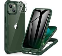 CENHUFO Compatible with iPhone 14/13 Case Built-in Privacy Screen Protector with Camera Lens Protector, 360°Full Body Shockproof Case for iPhone 13/14 with Anti Spy Screen Protector -Green