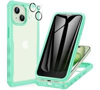 CENHUFO Compatible with iPhone 15 Plus Case Built-in Privacy Screen Protector with Camera Lens Protector, 360 Full Body Privacy Case for iPhone 15 Plus with Anti Spy Screen -Green