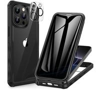 CENHUFO Compatible with iPhone 15 Pro Case Built-in Privacy Screen Protector with Camera Lens Protector, 360 Full Body Privacy Case for iPhone 15 Pro with Anti Spy Screen -Black