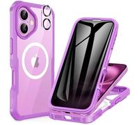 CENHUFO Compatible with iPhone 16 Plus Privacy Case Fits Magsafe, Built-in Anti-spy Screen with Camera Lens Protector, 360 Full Body Protective Phone Case for iPhone 16 Plus Case 6.7 Inch -Rose Pink