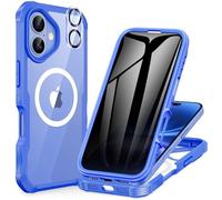 CENHUFO Compatible with iPhone 16 Privacy Case Fits Magsafe, Built-in Anti-spy Screen Protector with Camera Lens Protector, 360 Full Body Bumper Phone Case for iPhone 16 Case 6.1 Inch -Ultramarine
