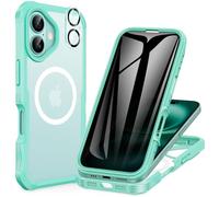 CENHUFO Compatible with iPhone 16 Privacy Case Fits Magsafe, Built-in Anti-spy Screen Protector with Camera Lens Protector, 360 Full Body Protective Phone Case for iPhone 16 Case 6.1 Inch -Green
