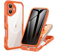CENHUFO Compatible with iPhone 17 Privacy Case Fits Magsafe, Built-in Privacy Screen Protector and Camera Protective, 360 Full Body Shockproof Bumper Anti-spy Phone Case for iPhone 17 6.3 Inch -Orange