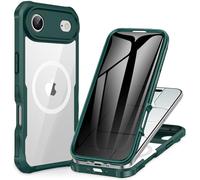 CENHUFO Compatible with iPhone Air Privacy Case Fits Magsafe, Built-in Privacy Screen Protector and Camera Protective, 360 Full Body Shockproof Anti-spy Phone Case for iPhone 17 Air 6.5 Inch -Green