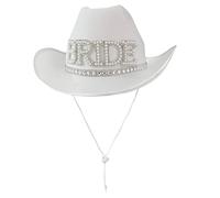 Cenifin Bride Shining Letter For Rhinestone For Sun Party Hat Adjustment Rope Bride Cowboy Hat Top With Sunshade Women Ponytail Sunshade Beach