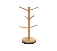 Cenifin Wooden Cup Holders Tree Shape Display Stand with 6 Rods Rotatable Tumblers Mug Holder Elegant Mug Storage Holders Display Stand