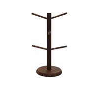 Cenifin Wooden Cup Holders Tree Shape Display Stand with 6 Rods Rotatable Tumblers Mug Holder Elegant Mug Storage Holders Display Stand