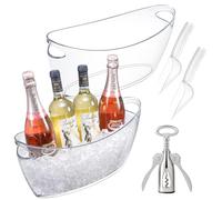 Cenjeery Ice Bucket for Parties, 2PCS Clear Acrylic Drink Buckets with Scoop & Metal Wine Bottle Opener, 5.5L Large Champagne Bucket Tub for Wine, Beer, Cocktail Bar & Mimosa Bar Supplies Cooler