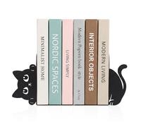 Cenjeery Peeking Cat Metal Bookends Set of 2 with Wider Base, Cute Decorative Book Ends for Shelves Bookshelf Office Home Decor Gift for Cat & Book Lovers