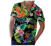 Cenlang Aloha Hawaiian Shirts for Men, Summer Funky Funny Tropical Hawaiian Casual Novelty Short Sleeve Button Down Shirts Tops Green