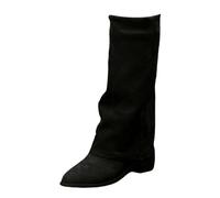 Cenlang Cowboy Boots Suede Slouchy Boot Slouchy Knee High Flats Boots Suede Slip on Low Heel Booties Wide Calf Kitten Heel Pointed Toe Long Booties Winter Shoes Thigh High Boot
