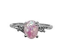 Cenlang Exquisite Women's Silver Rings Oval Cut Diamond Jewelry Birthday Proposal Gifts Bridal Engagement Party Rings (A, 7)
