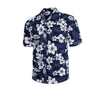 Cenlang Hawaiian Shirts for Men Floral Printed Summer Casual Button Down Short Sleeve Aloha Beach Party Holiday Tops