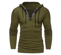Cenlang Men's Gothic Steampunk Hoodies Sweatshirt Lace Up Long Sleeve Pullover Casual Hooded Tee Tops Shirts Green