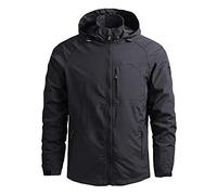 Cenlang Men's Lightweight Waterproof Hooded Rain Jacket Outdoor Raincoat Windbreaker Shell Jacket Overcoat for Hiking Travel Black