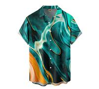 Cenlang Under Shirts for Men 90s Top Formal Shirts White Short Sleeve Shirt Black Casual Overshirt Slim Lapel Formal Design Print Short Sleeve Blue 4 L