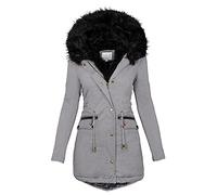 Cenlang Women's Hooded Warm Winter Parka Coat Plus Size Fleece Lined Long Thichkened Jacket Outwear with Faux Fur Ruff